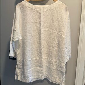Women's White Linen Tunic Top